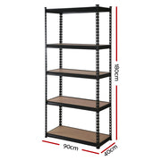 Giantz 4x1.8M Garage Shelving Warehouse Rack Pallet Racking Storage Shelve Black WR-9X18-BKX4