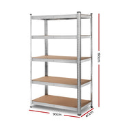 Giantz 1.8M Warehouse Racking Rack Shelving Garage Steel Metal Storage Shelves Silver WR-9X18-GVN-SV