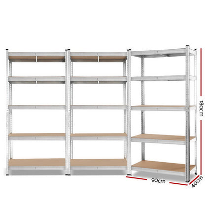 Giants 3x1.8M Warehouse Shelving Rack Racking Garage Metal Storage Shelves WR-9X18-GVN-SVX3