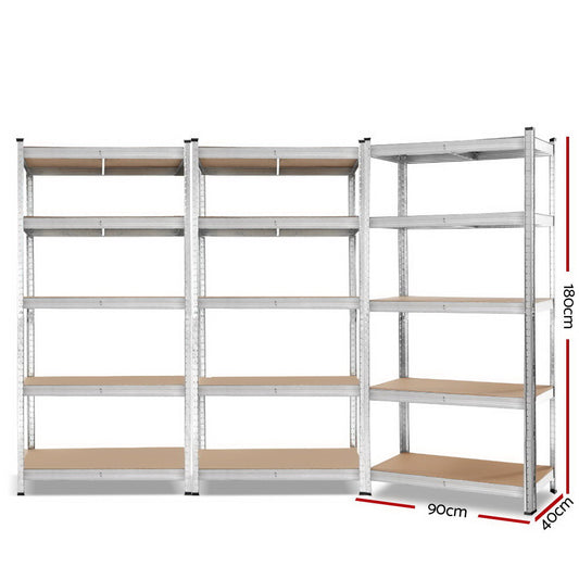 Giants 3x1.8M Warehouse Shelving Rack Racking Garage Metal Storage Shelves WR-9X18-GVN-SVX3
