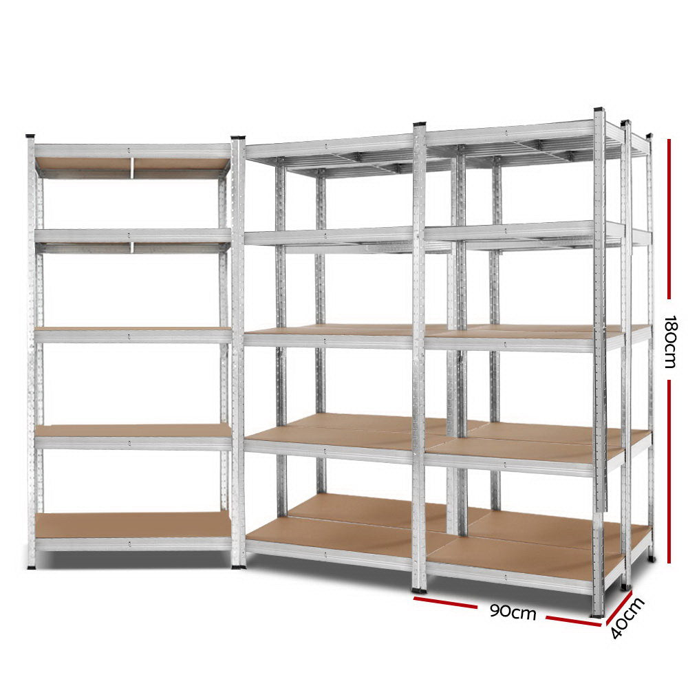 Giantz 5x1.8M Garage Shelving Warehouse Rack Pallet Racking Storage Shelf Silver WR-9X18-GVN-SVX5