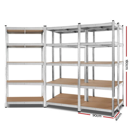 Giantz 5x1.8M Garage Shelving Warehouse Rack Pallet Racking Storage Shelf Silver WR-9X18-GVN-SVX5