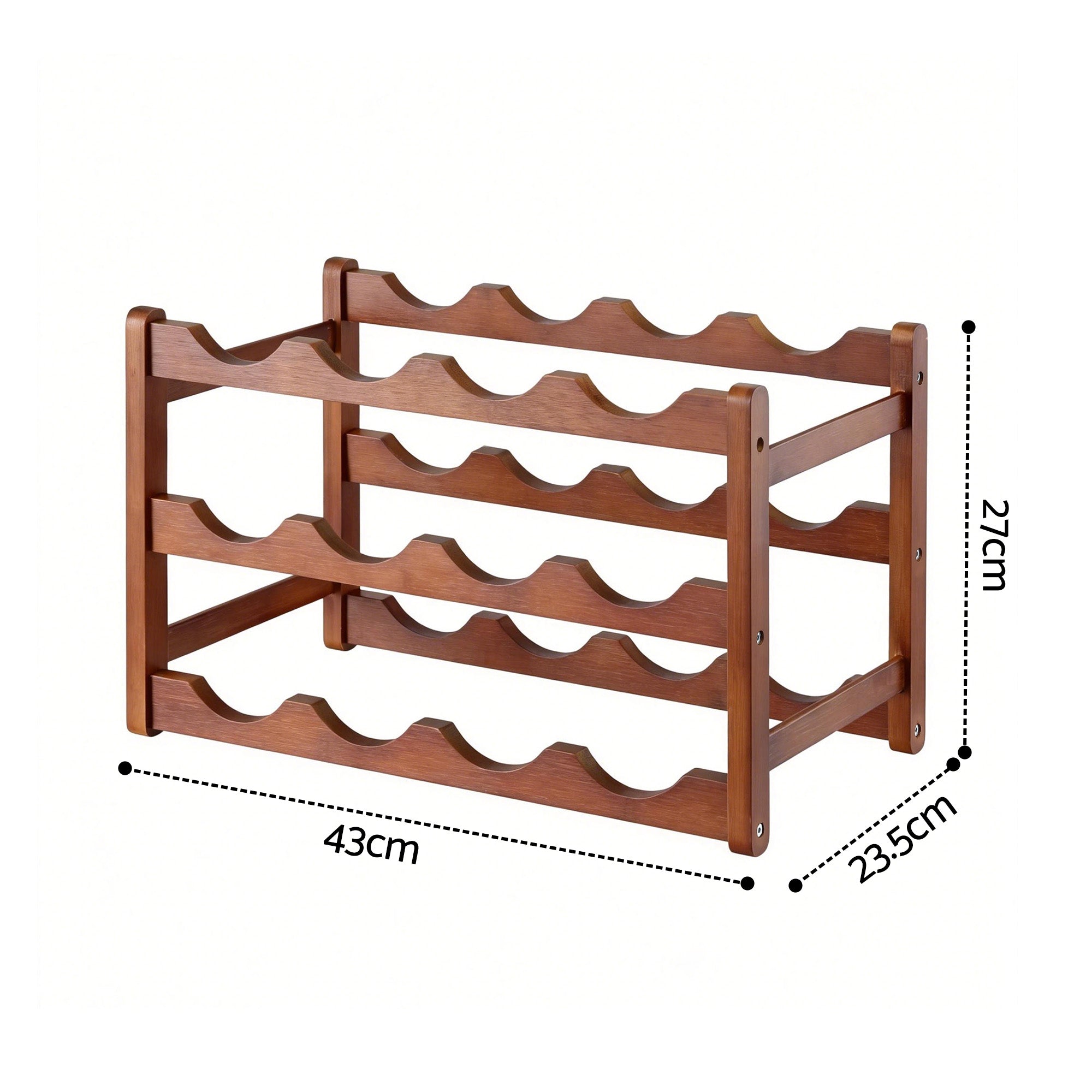 Artiss Bamboo Wine Rack 3-Tier Display Storage Organizer 12 Bottle Walnut WR-AC-BAM-12B-WAL