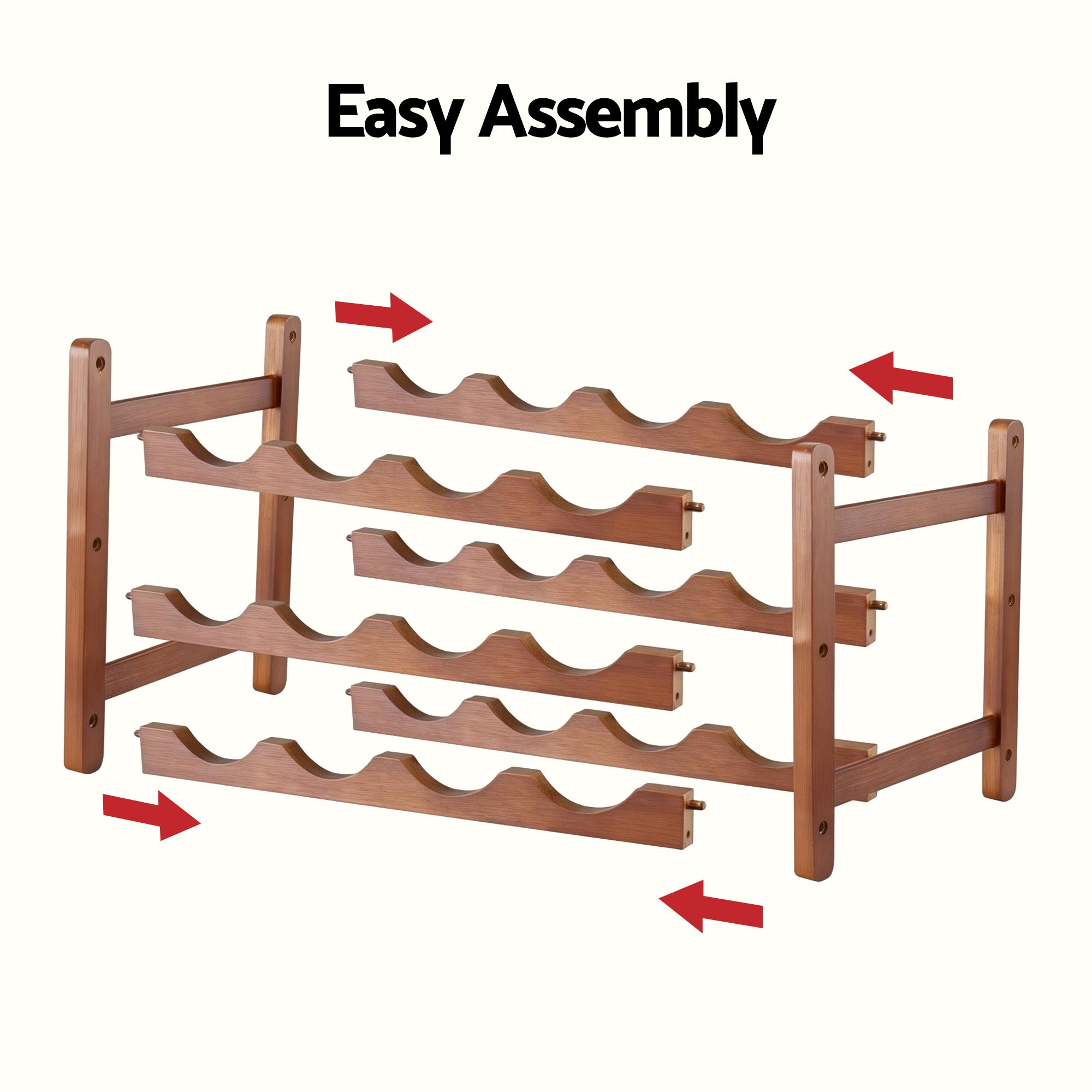 Artiss Bamboo Wine Rack 3-Tier Display Storage Organizer 12 Bottle Walnut WR-AC-BAM-12B-WAL