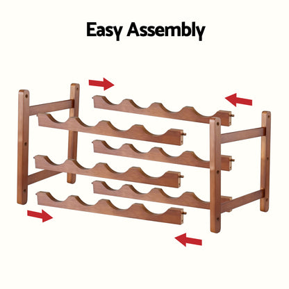 Artiss Bamboo Wine Rack 3-Tier Display Storage Organizer 12 Bottle Walnut WR-AC-BAM-12B-WAL