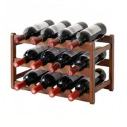 Artiss Bamboo Wine Rack 3-Tier Display Storage Organizer 12 Bottle Walnut WR-AC-BAM-12B-WAL