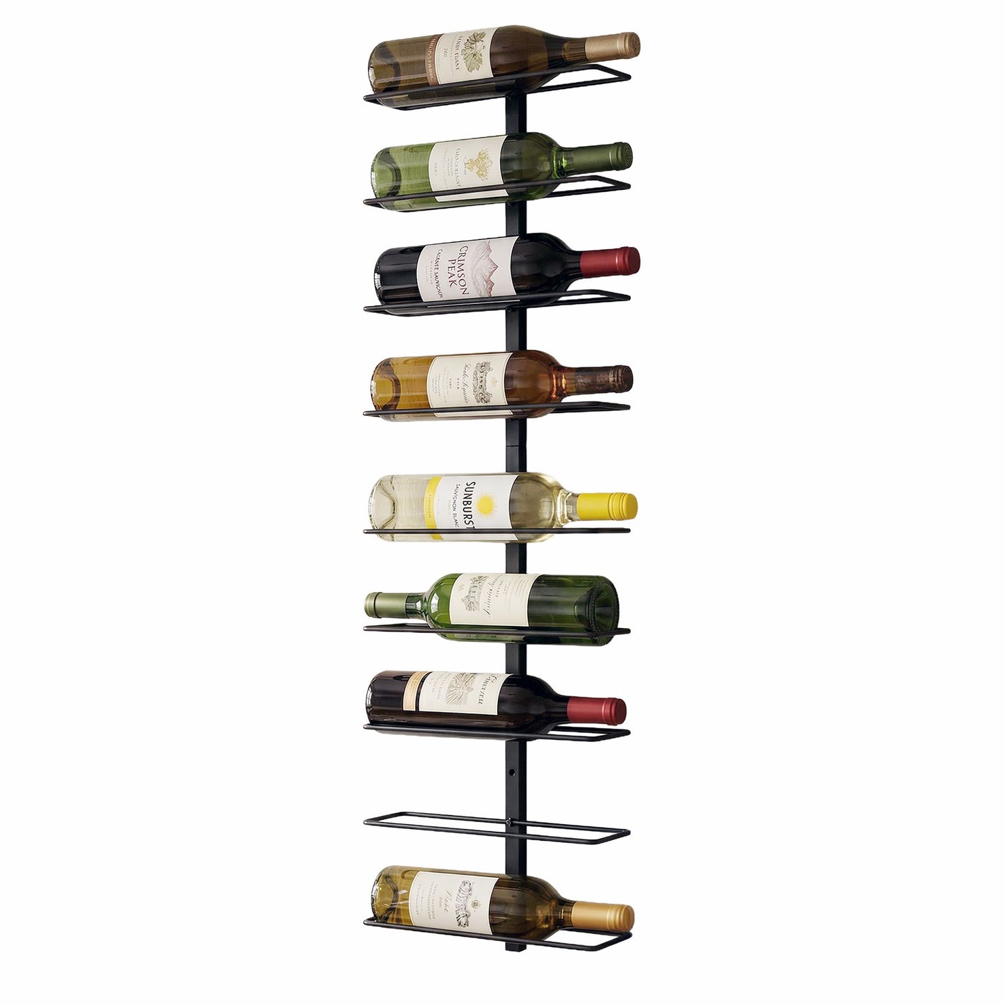 Artiss Wall Mounted Wine Rack 9 Bottles Display Storage Organizer Metal Black WR-AC-MOUNT-9B-BK