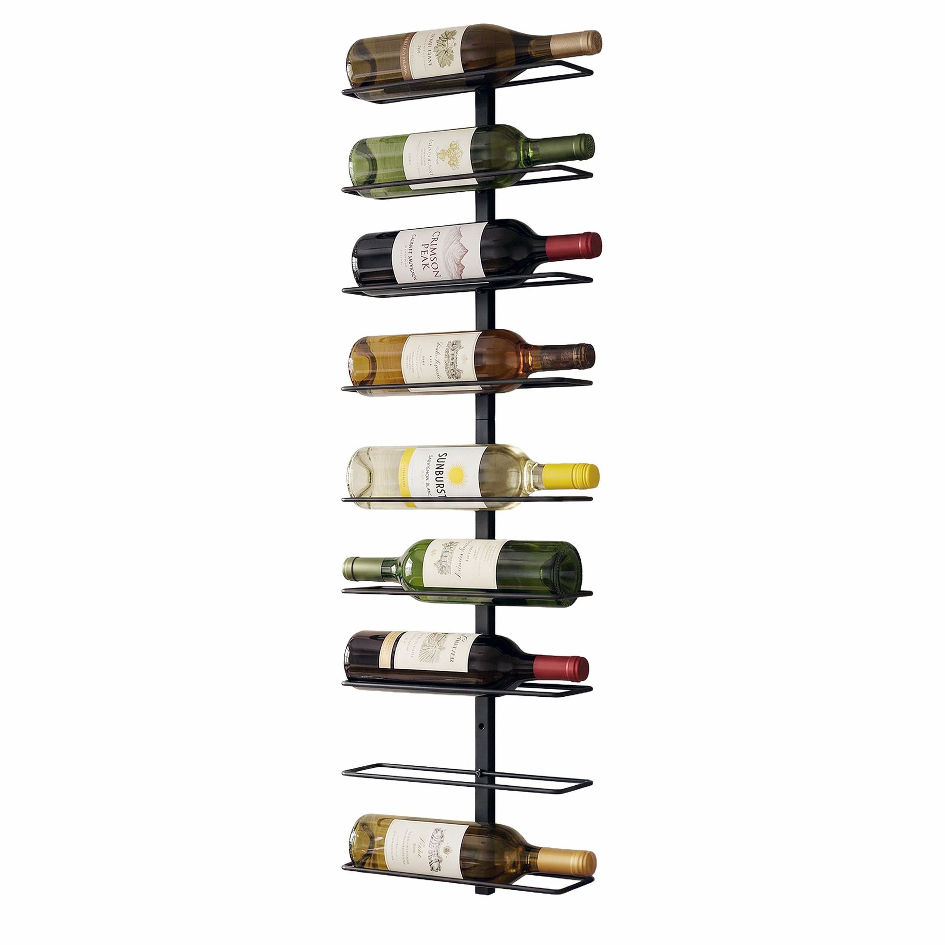 Artiss Wall Mounted Wine Rack 9 Bottles Display Storage Organizer Metal Black WR-AC-MOUNT-9B-BK