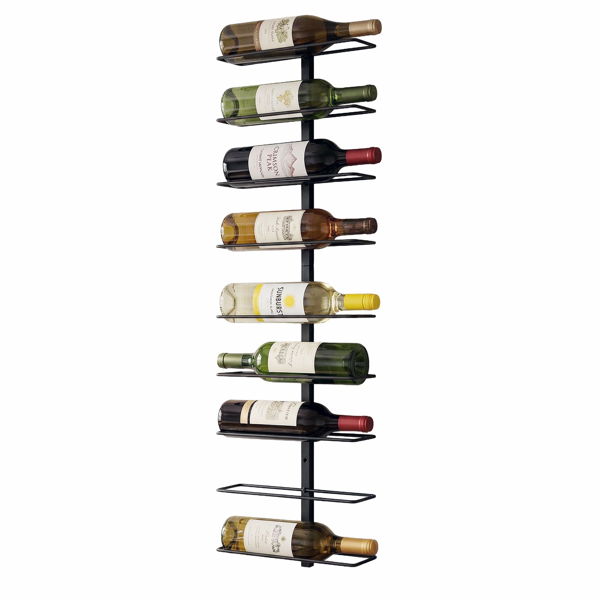 Artiss Wall Mounted Wine Rack 9 Bottles Display Storage Organizer Metal Black WR-AC-MOUNT-9B-BK