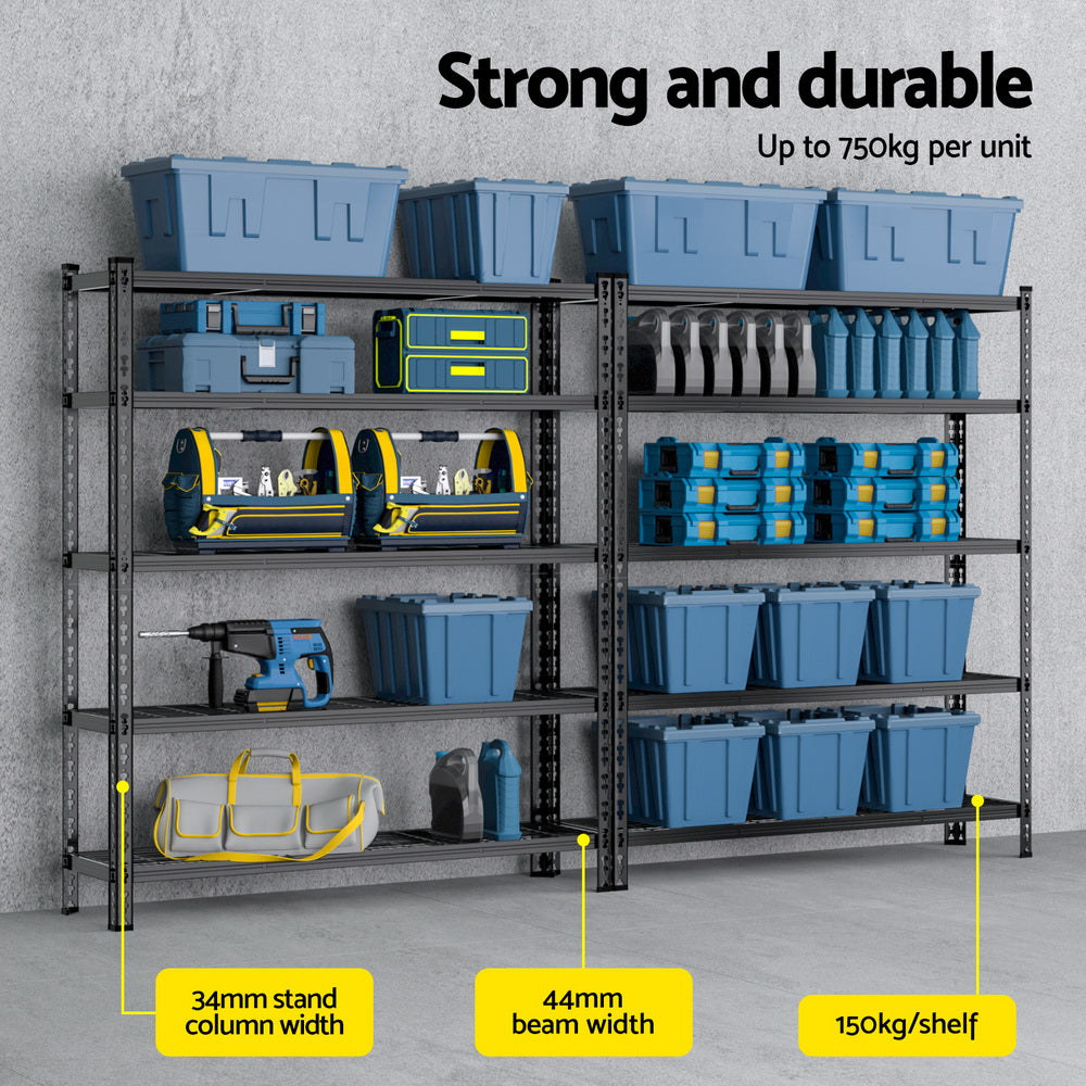 1.8MX2.4M Giantz Garage Shelving Warehouse Rack WR-E-12X18-GDX2