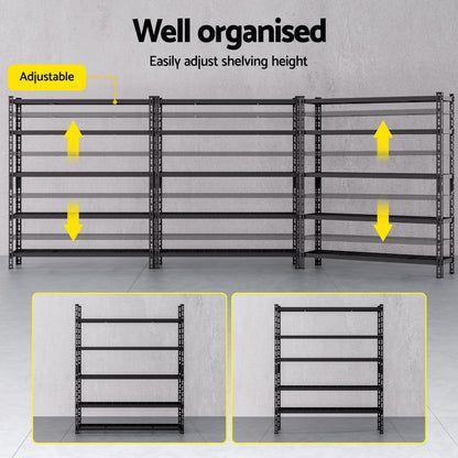 3 x 1.8M Giantz Garage Shelving Warehouse Rack WR-E-12X18-GDX3