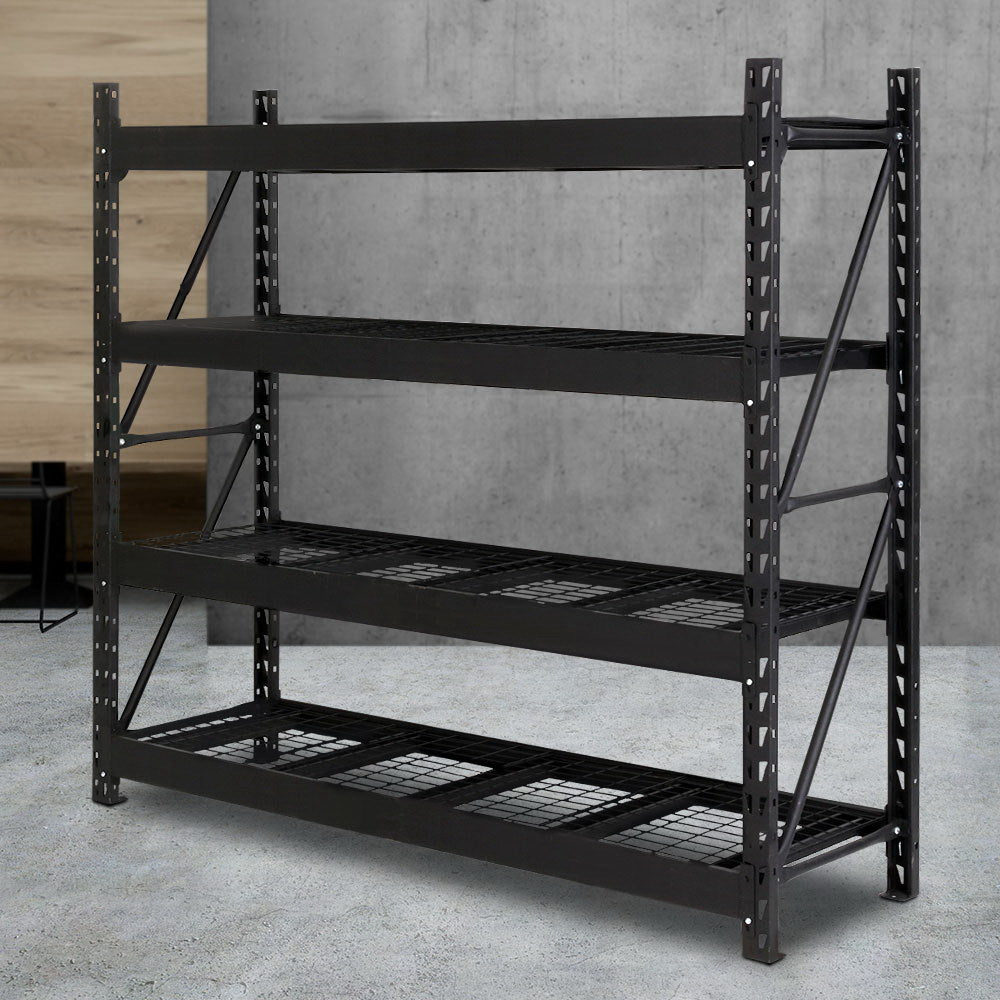Giantz 2Mx2M Garage Shelving Warehouse Rack Pallet Racking Storage Shelve Black WR-E-2020-200BK-ABC