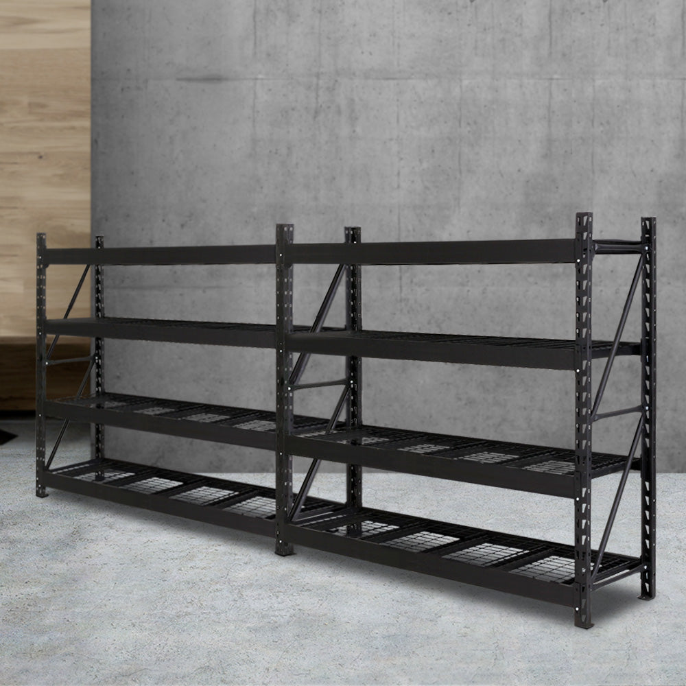 Giantz 4Mx2M Garage Shelving Warehouse Rack Pallet Racking Storage Shelve Black WR-E-2020-200BK-ABCX2