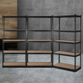 3x1.5M Warehouse Shelving Racking Storage Garage Steel Metal Shelves Rack WR-E-7X15-BKX3