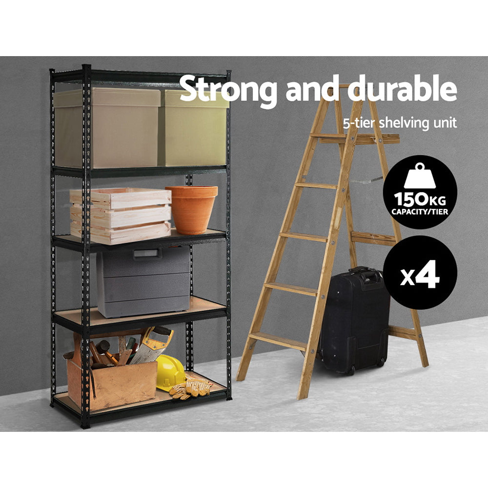 Giantz 4x1.5M Garage Shelving Warehouse Rack Pallet Racking Storage Shelve Black WR-E-7X15-BKX4