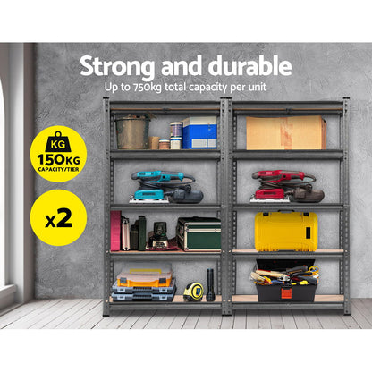 Giantz 2x1.5M Steel Warehouse Racking Rack Shelving Storage Garage Shelves Shelf WR-E-7X15-CC-FC2