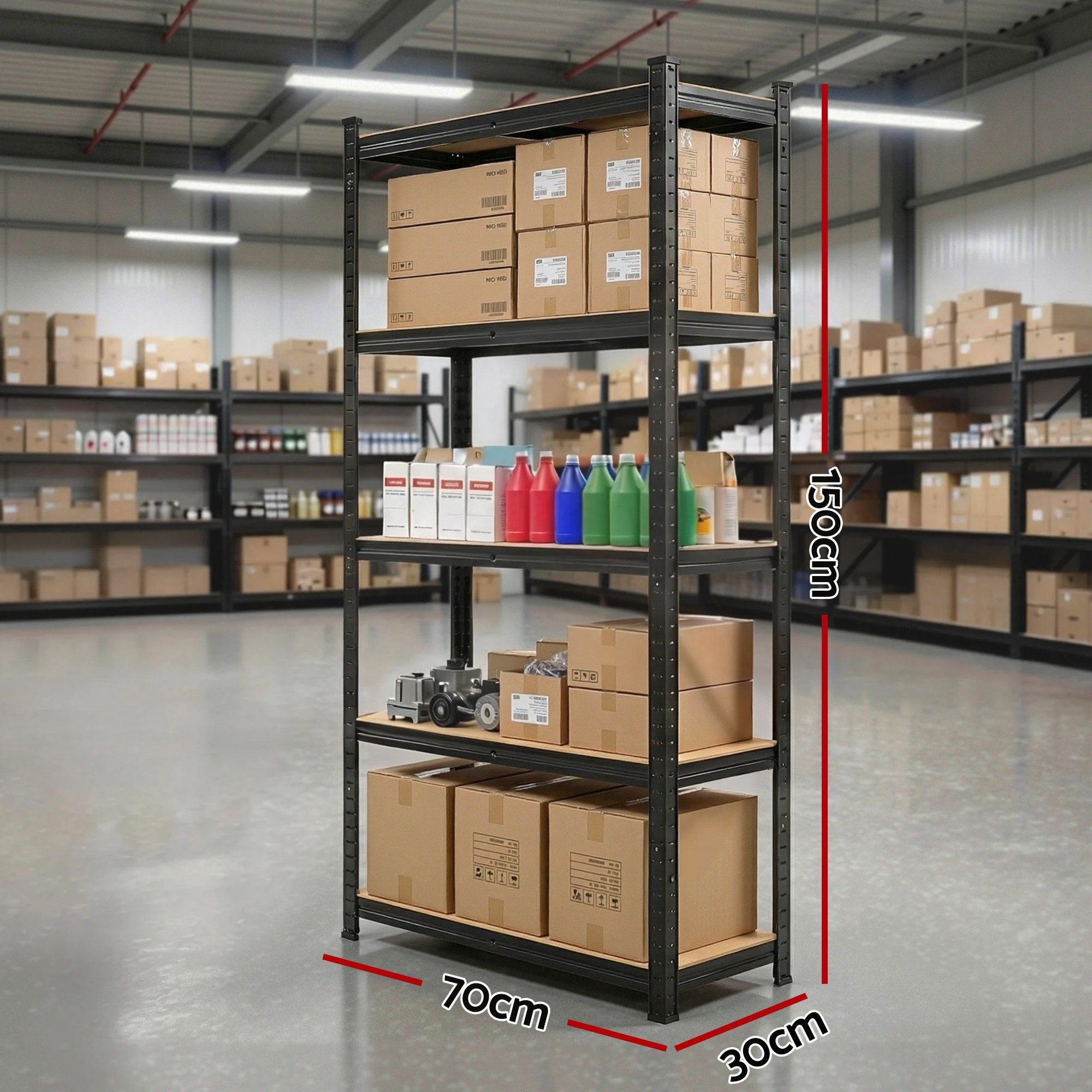 Giantz Garage Shelving 1.5X0.7m Warehouse Shelves Storage Rack Pallet Racking WR-E-7X15-GVN-BK