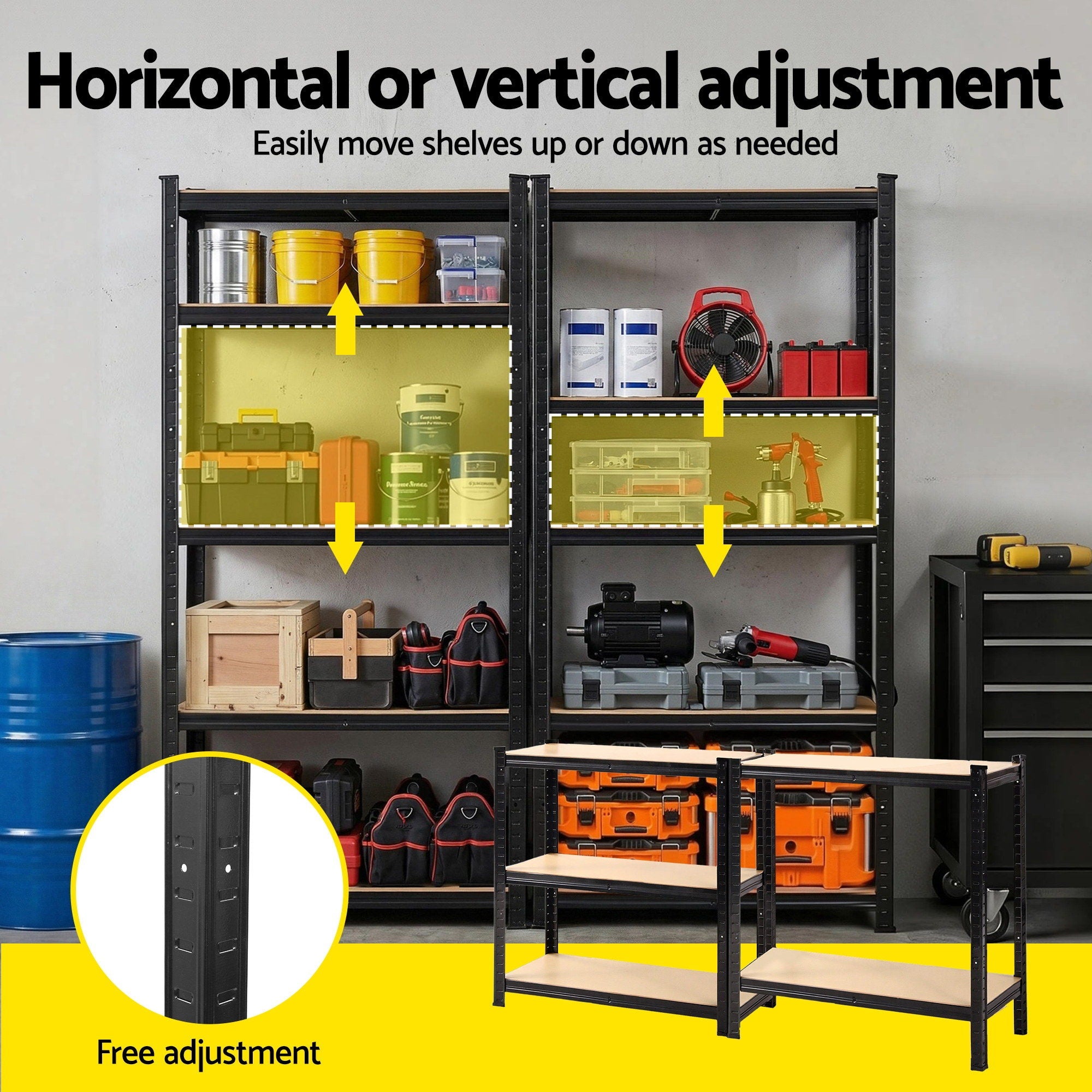Giantz Garage Shelving 1.5X0.7m Warehouse Shelves Storage Rack Pallet Racking WR-E-7X15-GVN-BK
