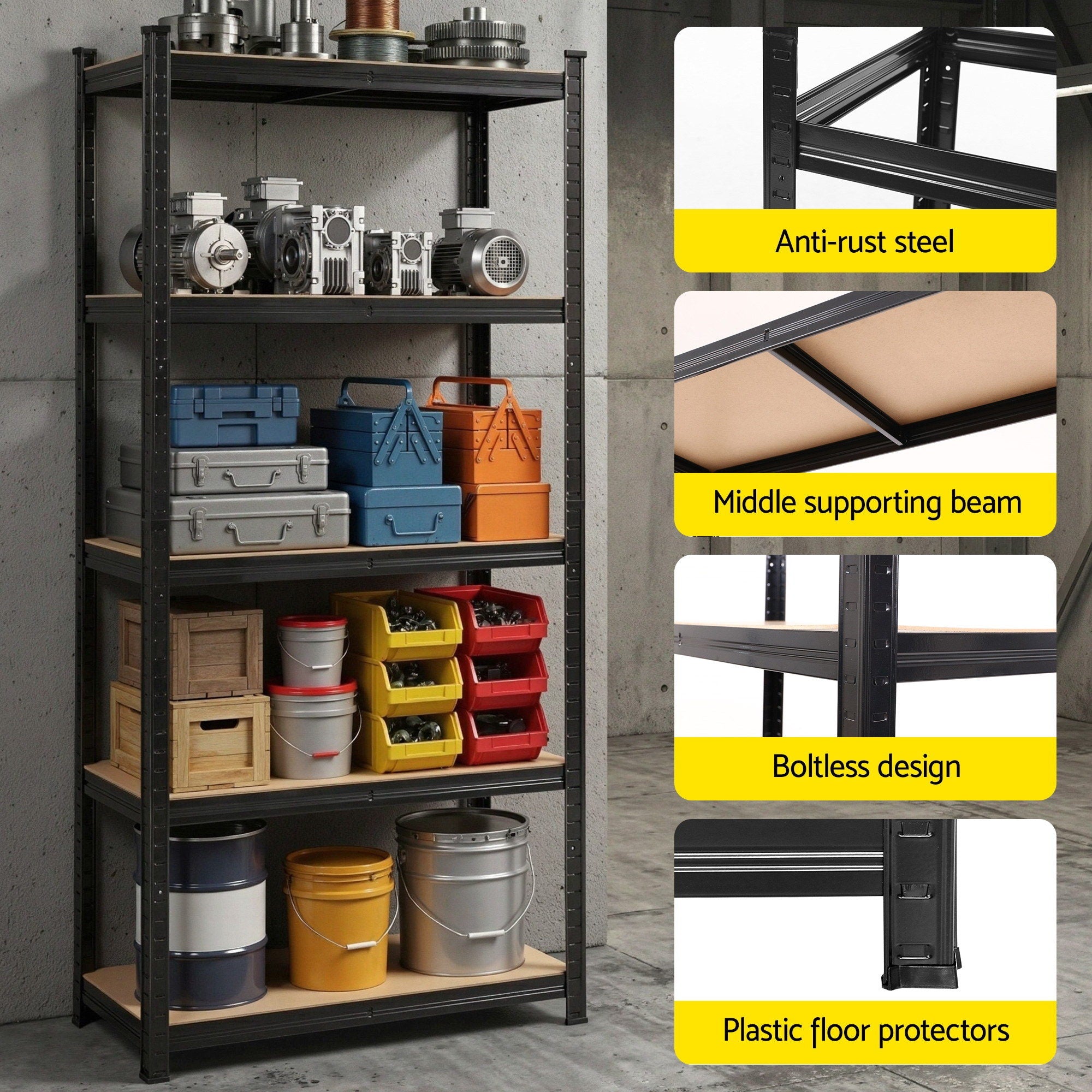 Giantz Garage Shelving 1.5X0.7m Warehouse Shelves Storage Rack Pallet Racking WR-E-7X15-GVN-BK