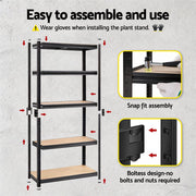 Giantz Garage Shelving 1.5X0.7m Warehouse Shelves Storage Rack Pallet Racking WR-E-7X15-GVN-BK