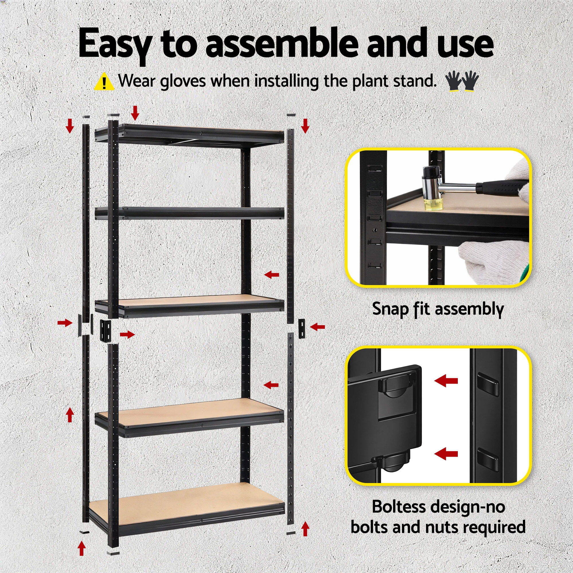 Giantz Garage Shelving 1.5X0.7m Warehouse Shelves Storage Rack Pallet Racking WR-E-7X15-GVN-BK