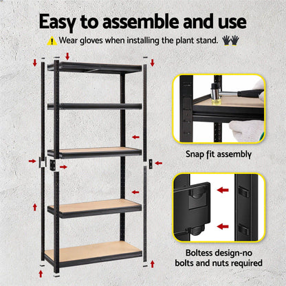 Giantz Garage Shelving 1.5X0.7m Warehouse Shelves Storage Rack Pallet Racking WR-E-7X15-GVN-BK