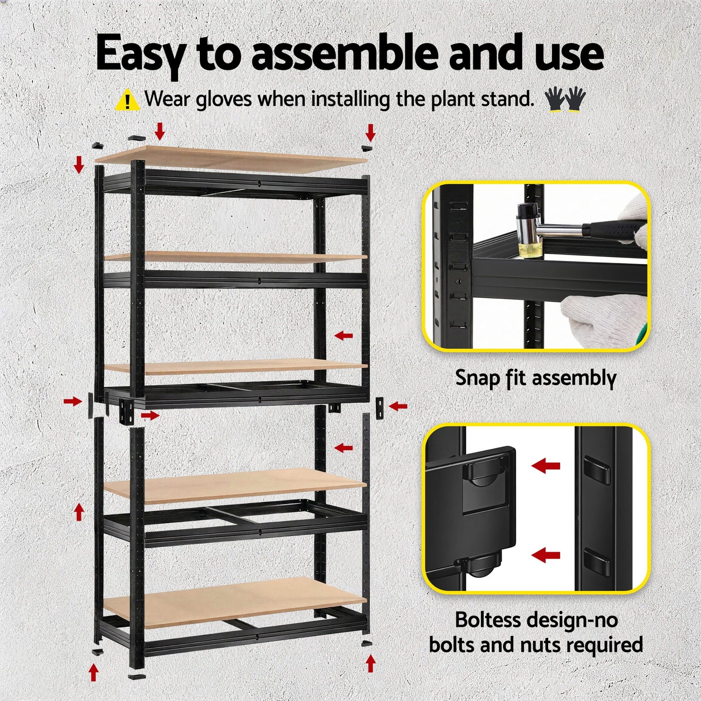 Giantz Garage Shelving 1.6X0.8m Warehouse Shelves Storage Rack Pallet Racking Black WR-E-8X16-BK