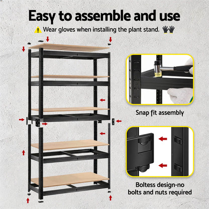 Giantz Garage Shelving 1.6X0.8m Warehouse Shelves Storage Rack Pallet Racking Black WR-E-8X16-BK