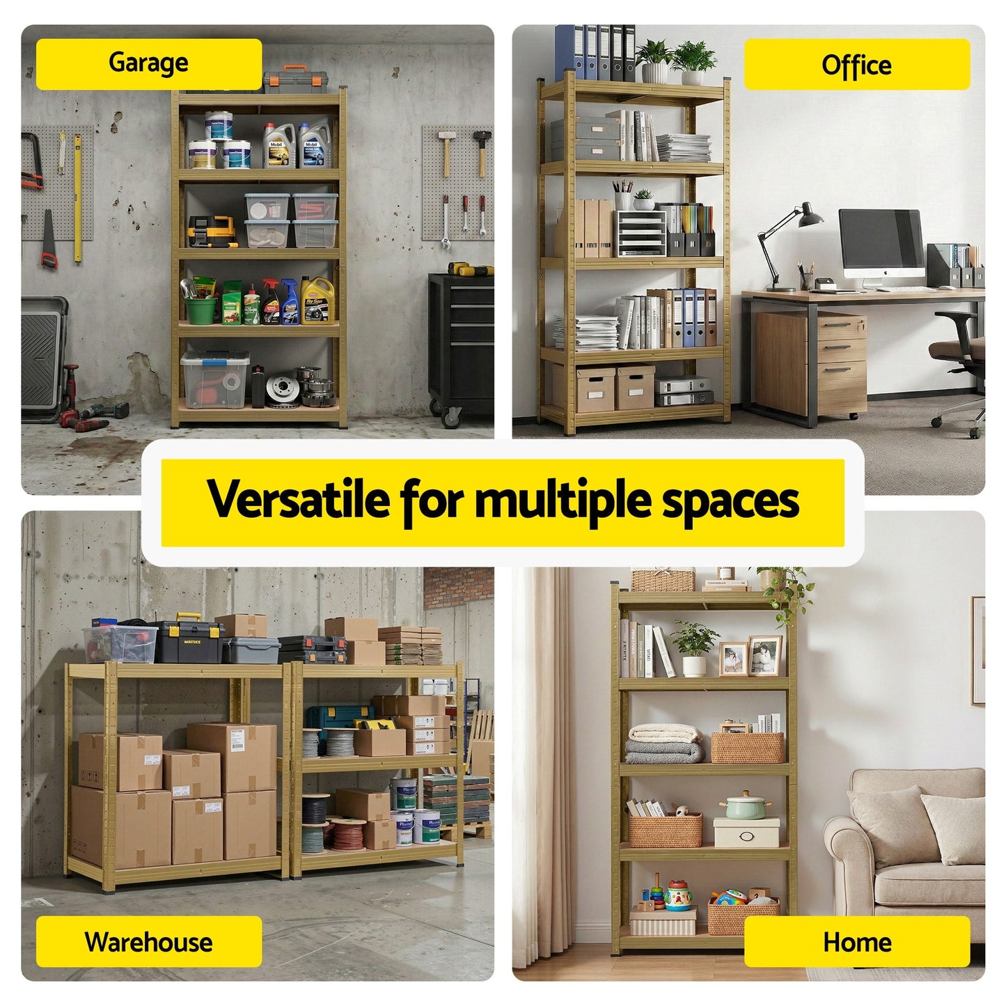 Giantz Garage Shelving 1.6X0.8m Warehouse Shelves Storage Rack Pallet Racking Yellow WR-E-8X16-YL