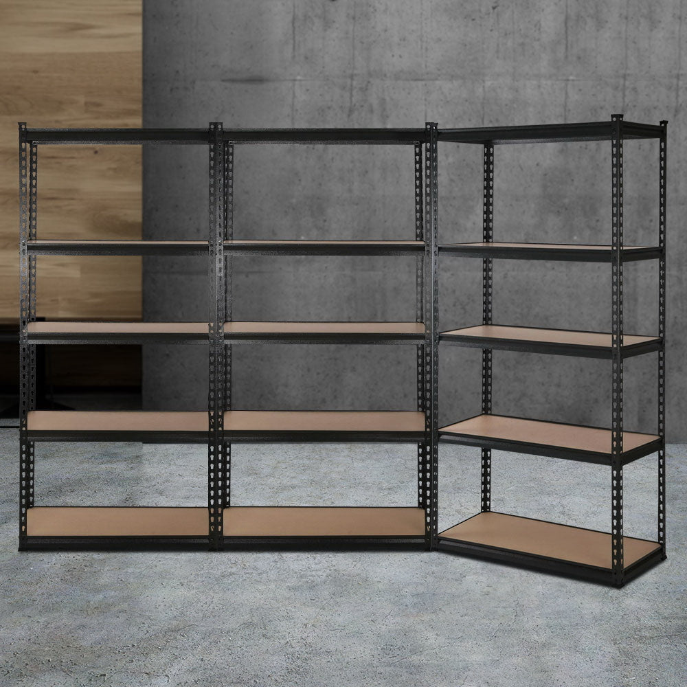 Giantz 3x1.8M Garage Shelving Warehouse Rack Pallet Racking Storage Shelve Black WR-E-9X18-BKX3