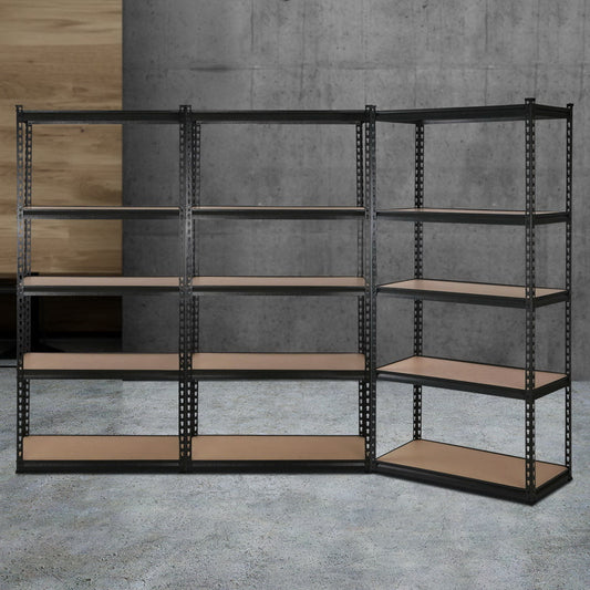 Giantz 3x1.8M Garage Shelving Warehouse Rack Pallet Racking Storage Shelve Black WR-E-9X18-BKX3