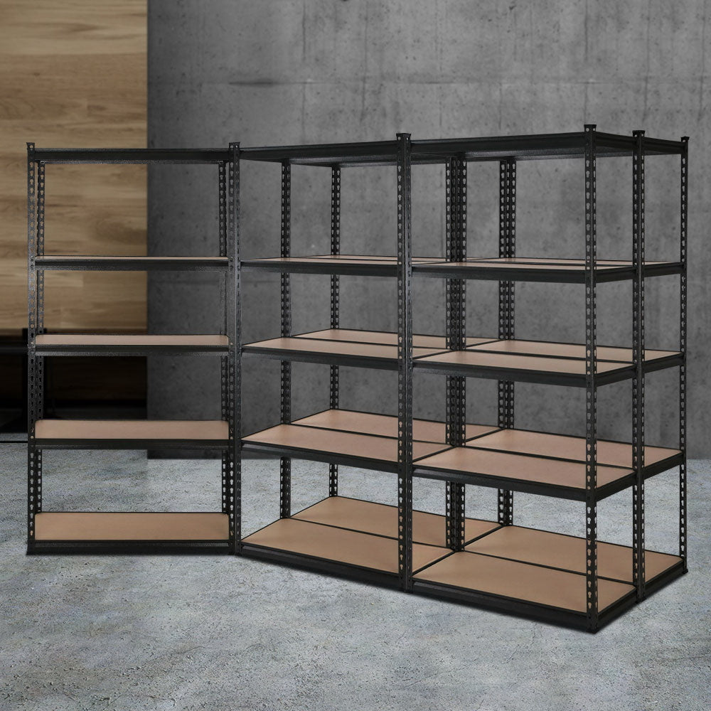Giantz 5x1.8M Garage Shelving Warehouse Rack Pallet Racking Storage Shelve Black WR-E-9X18-BKX5
