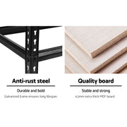 Giantz 5x1.8M Garage Shelving Warehouse Rack Pallet Racking Storage Shelve Black WR-E-9X18-BKX5