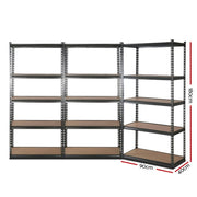 3x1.8M 5-Shelves Steel Warehouse Shelving Racking Garage Storage Rack Grey WR-E-9X18-CCX3