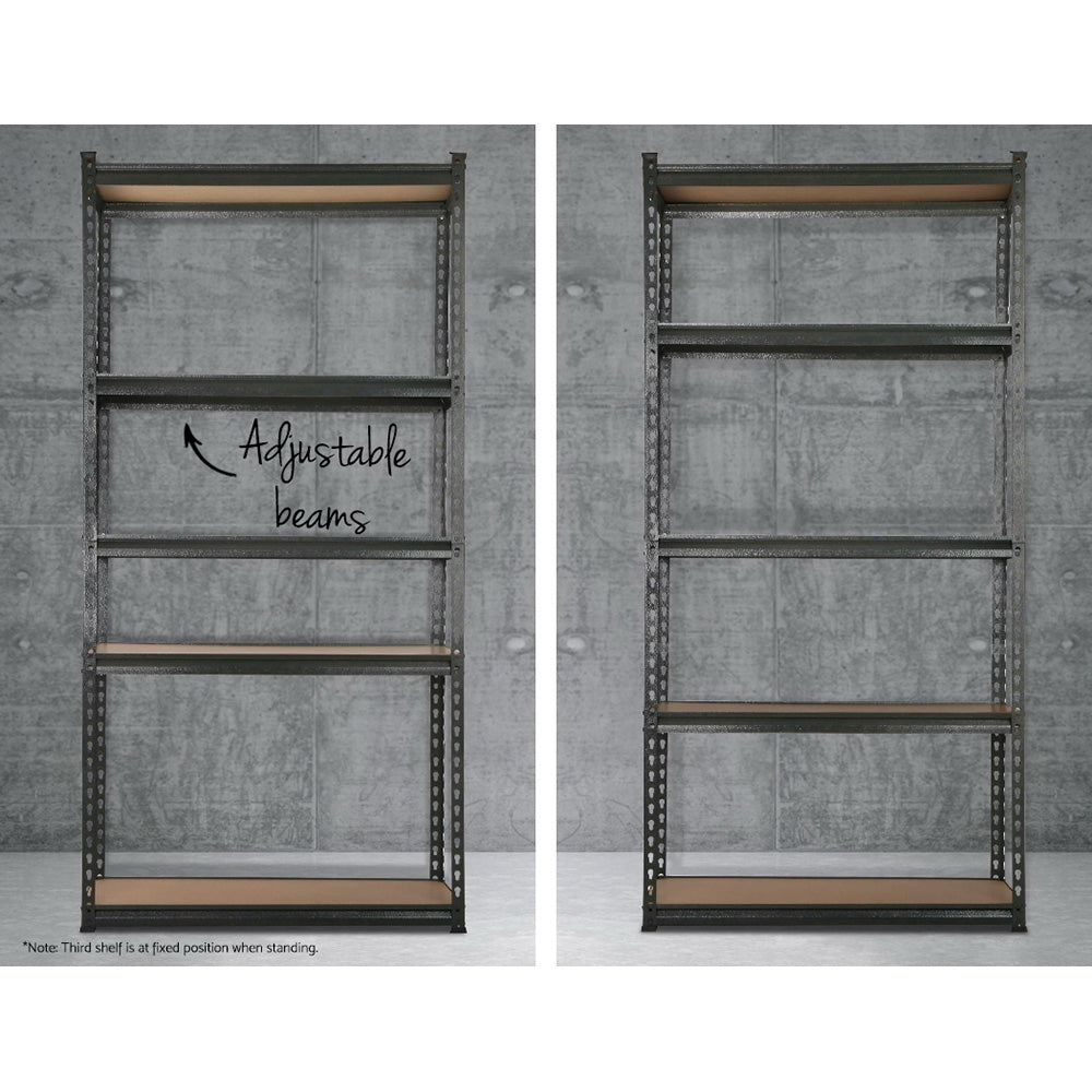 3x1.8M 5-Shelves Steel Warehouse Shelving Racking Garage Storage Rack Grey WR-E-9X18-CCX3