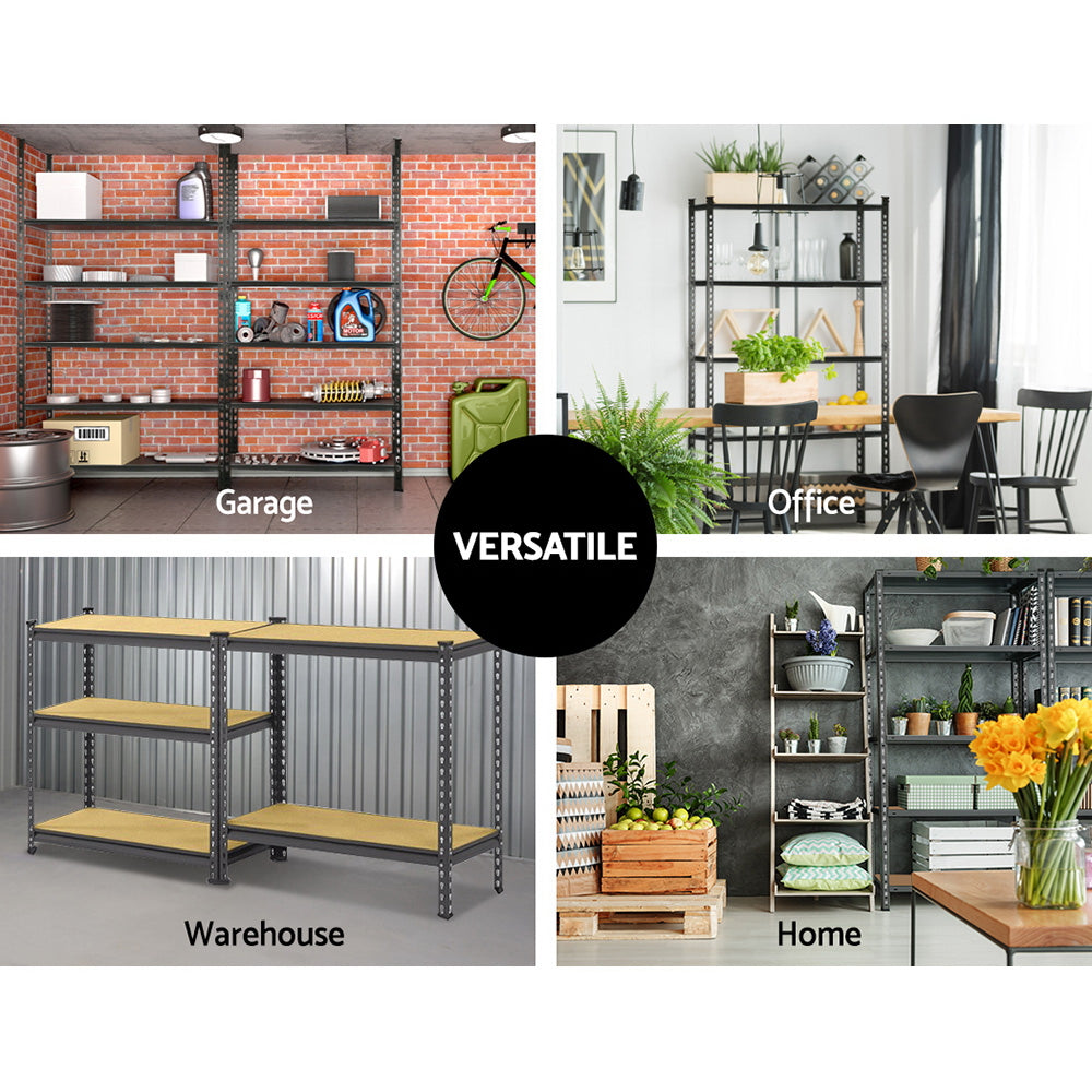 3x1.8M 5-Shelves Steel Warehouse Shelving Racking Garage Storage Rack Grey WR-E-9X18-CCX3