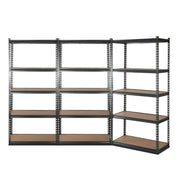 3x1.8M 5-Shelves Steel Warehouse Shelving Racking Garage Storage Rack Grey WR-E-9X18-CCX3