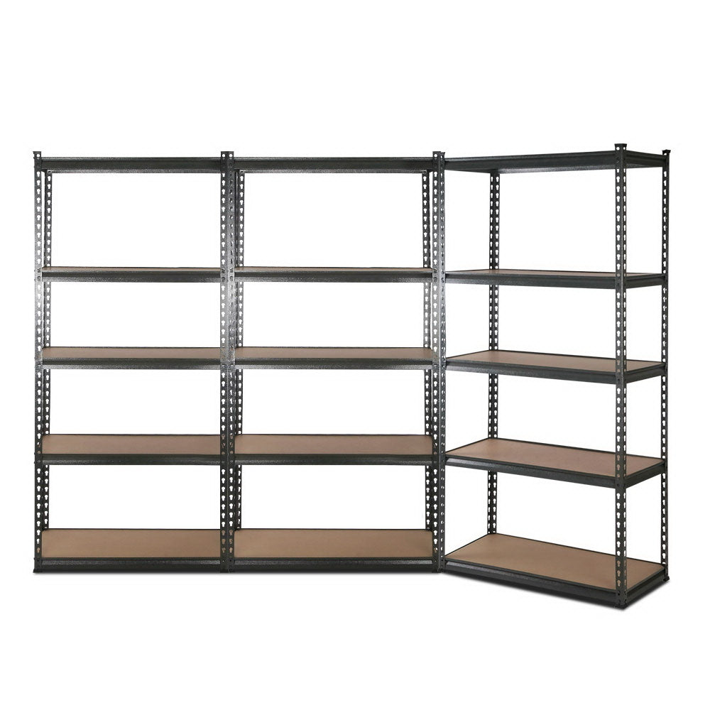 3x1.8M 5-Shelves Steel Warehouse Shelving Racking Garage Storage Rack Grey WR-E-9X18-CCX3