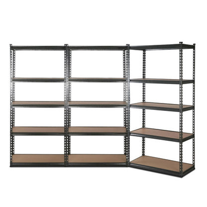 3x1.8M 5-Shelves Steel Warehouse Shelving Racking Garage Storage Rack Grey WR-E-9X18-CCX3