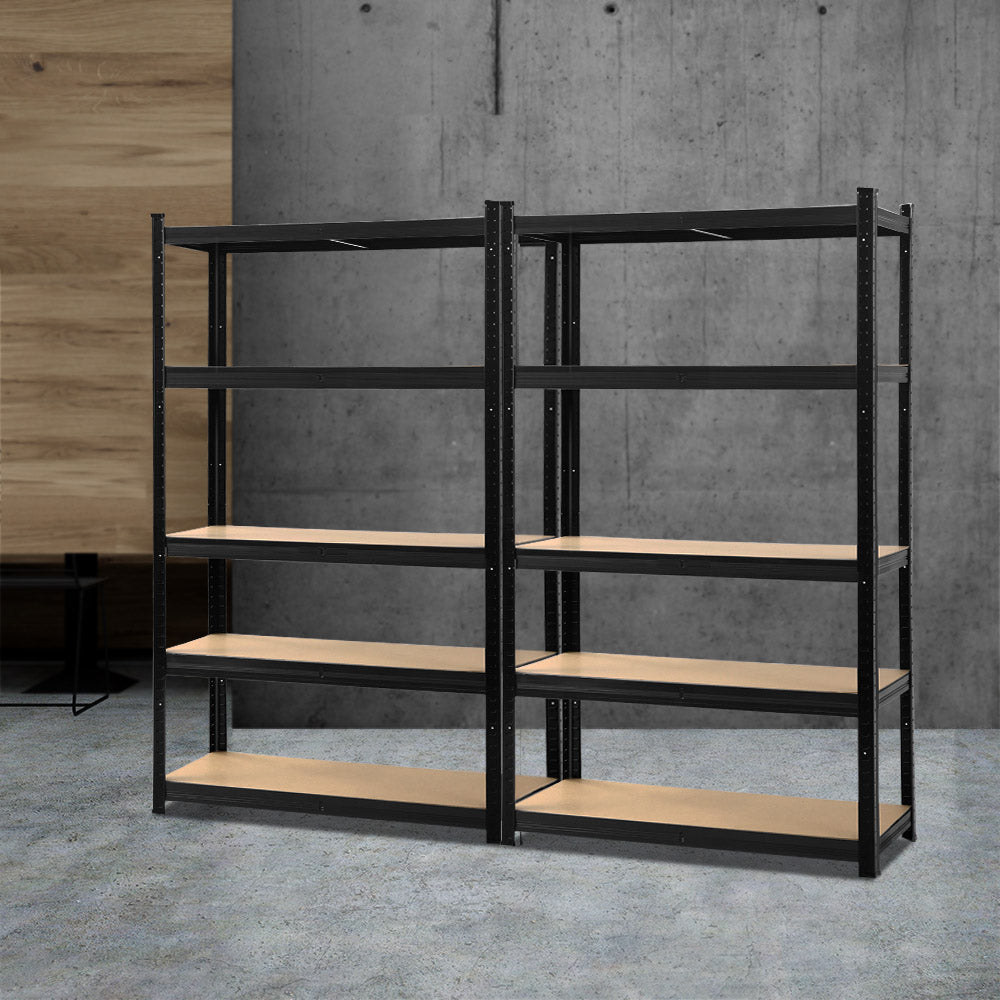 Giantz 2x1.8M Garage Shelving Warehouse Rack Pallet Racking Storage Shelf Black WR-E-9X18-GVN-BKX2