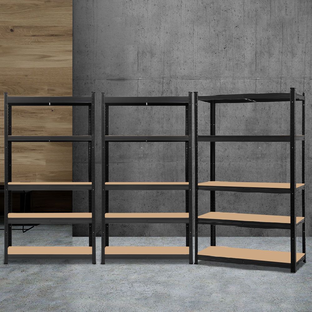 Giantz 3x1.8M Garage Shelving Warehouse Rack Pallet Racking Storage Shelf Black WR-E-9X18-GVN-BKX3