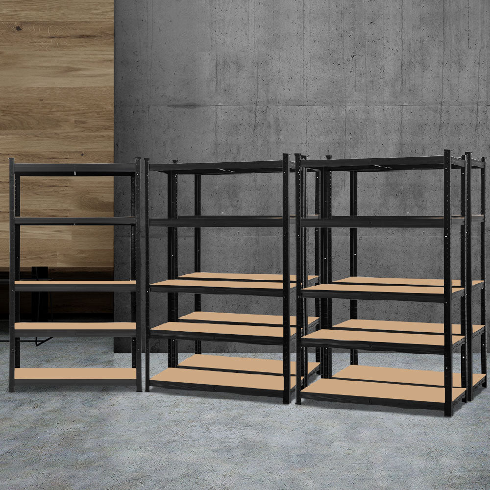 Giantz 5x1.8M Garage Shelving Warehouse Rack Pallet Racking Storage Shelf Black WR-E-9X18-GVN-BKX5