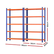2 x 1.8M Giantz Garage Shelving Warehouse Rack WR-E-9X18-GVN-BOX2