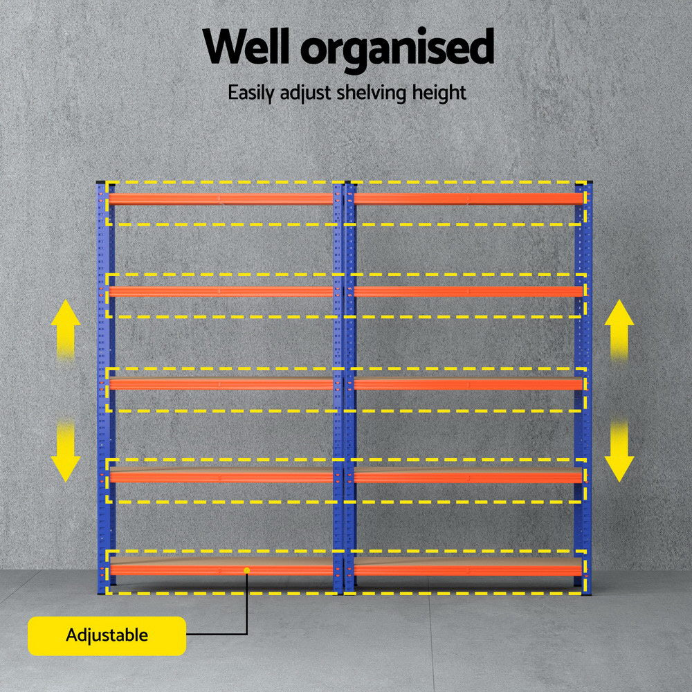 2 x 1.8M Giantz Garage Shelving Warehouse Rack WR-E-9X18-GVN-BOX2