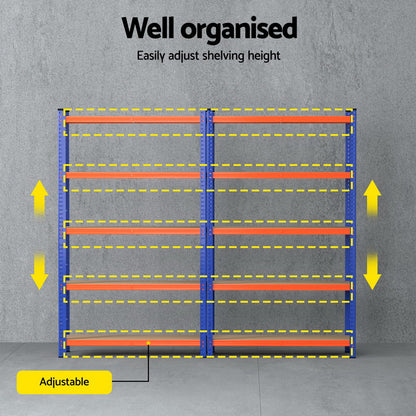 2 x 1.8M Giantz Garage Shelving Warehouse Rack WR-E-9X18-GVN-BOX2