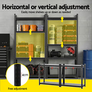 Giantz Garage Shelving 1.8X1.8m Warehouse Rack Storage Shelves Workshop Racks Steel WR-F-09040R-180BKX2