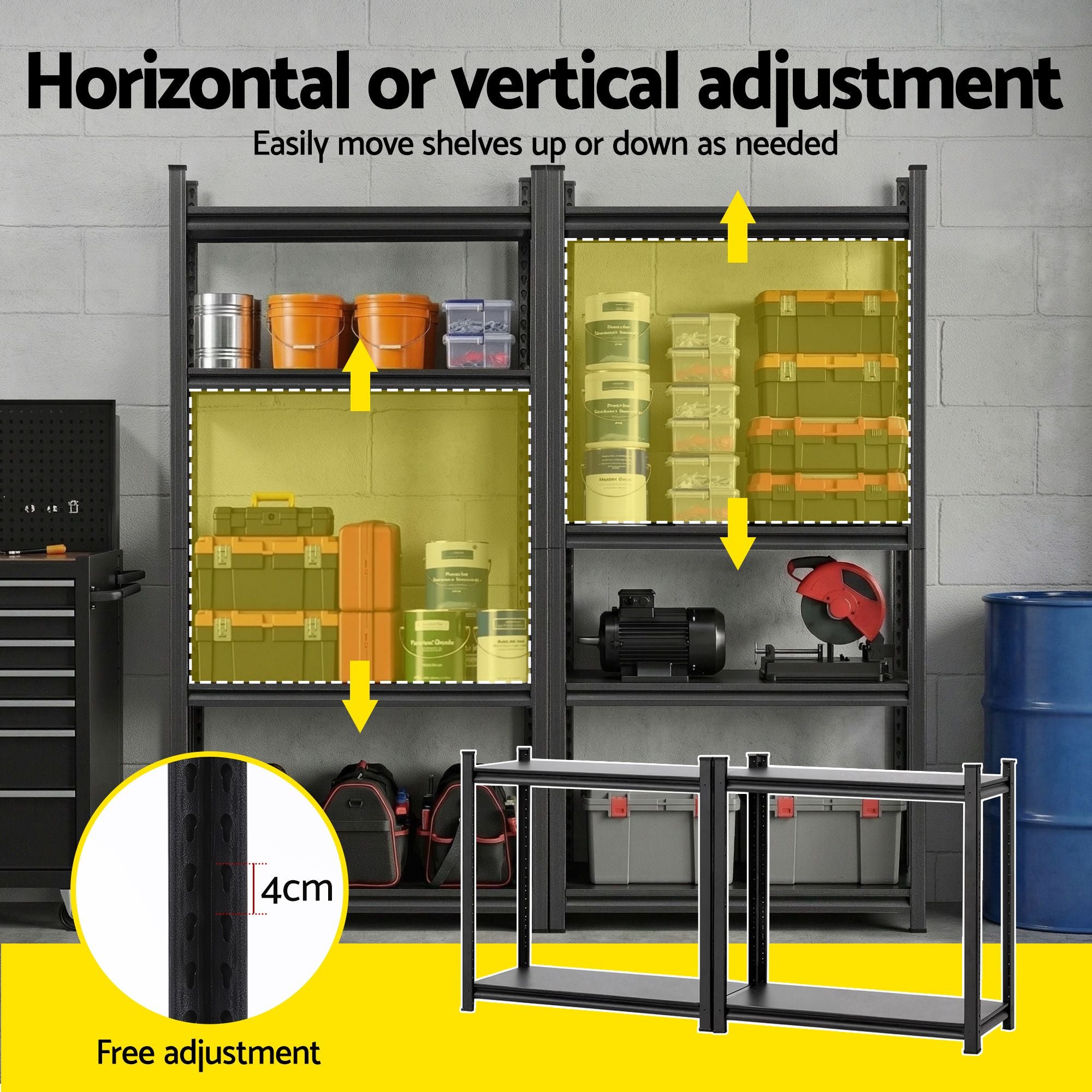 Giantz Garage Shelving 1.8X1.8m Warehouse Rack Storage Shelves Workshop Racks Steel WR-F-09040R-180BKX2