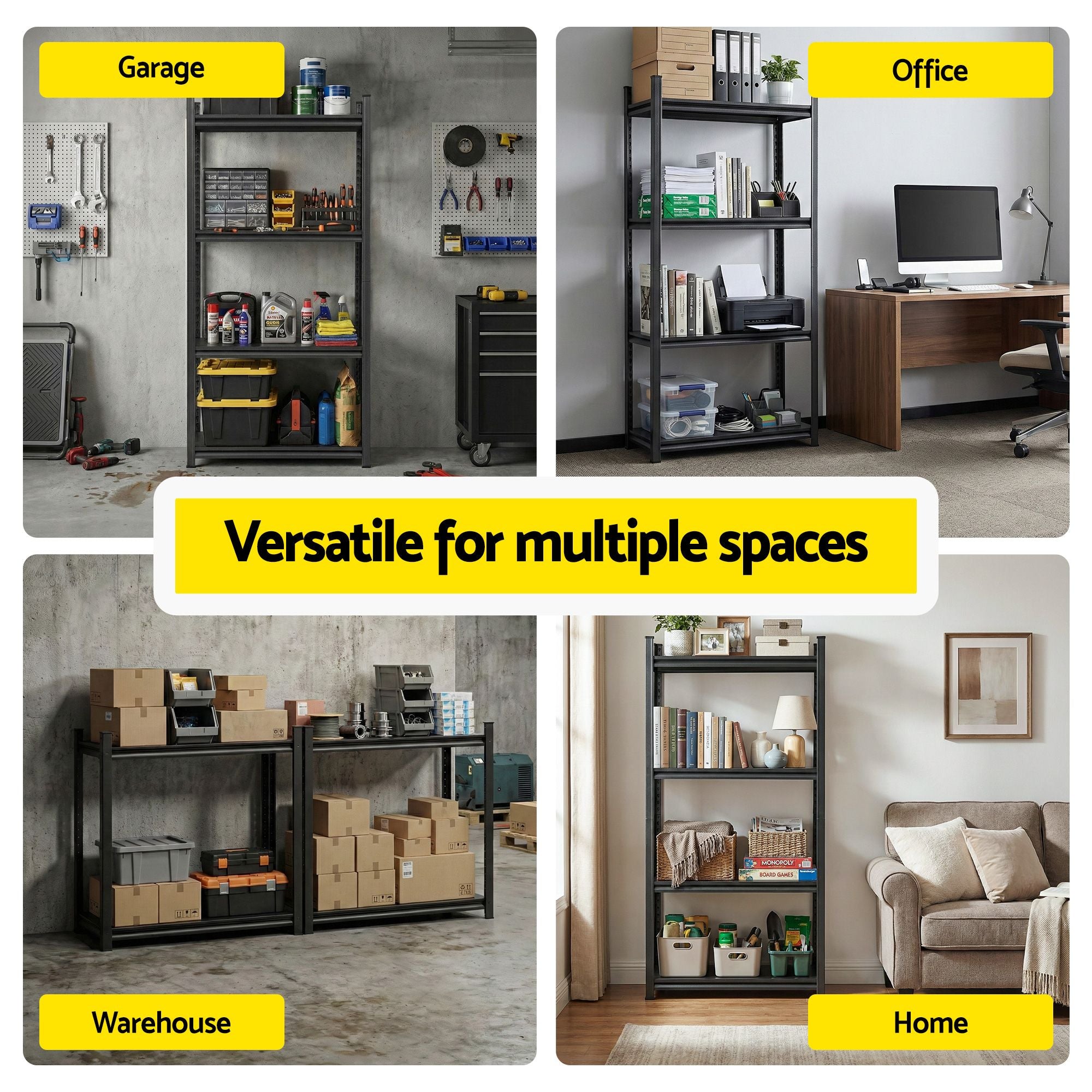 Giantz Garage Shelving 1.8X1.8m Warehouse Rack Storage Shelves Workshop Racks Steel WR-F-09040R-180BKX2