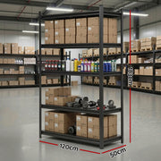 Giantz Garage Shelving 1.8X1.2m Warehouse Rack Storage Shelves Workshop Racks Steel WR-F-12050-180BK