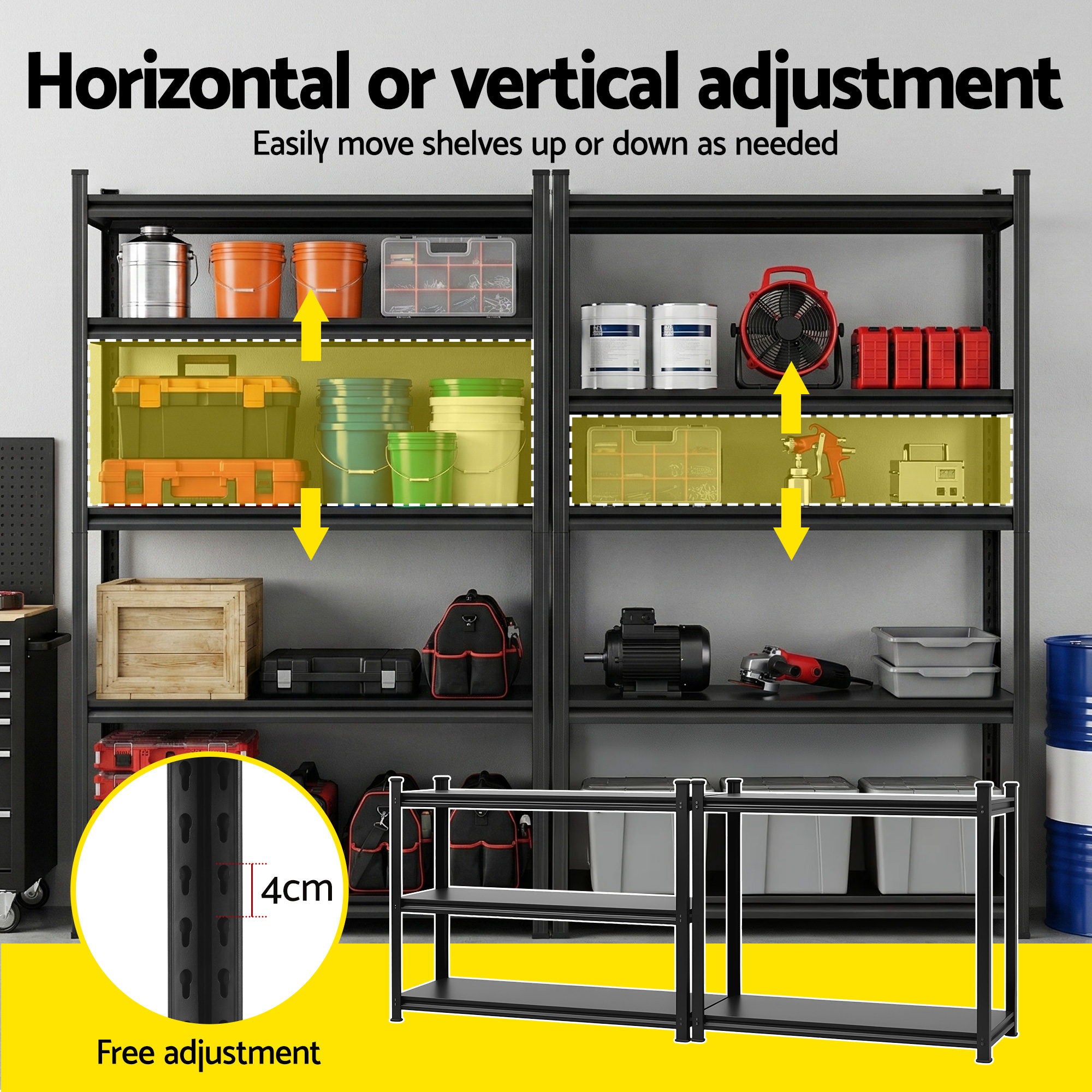 Giantz Garage Shelving 1.8X1.2m Warehouse Rack Storage Shelves Workshop Racks Steel WR-F-12050-180BK